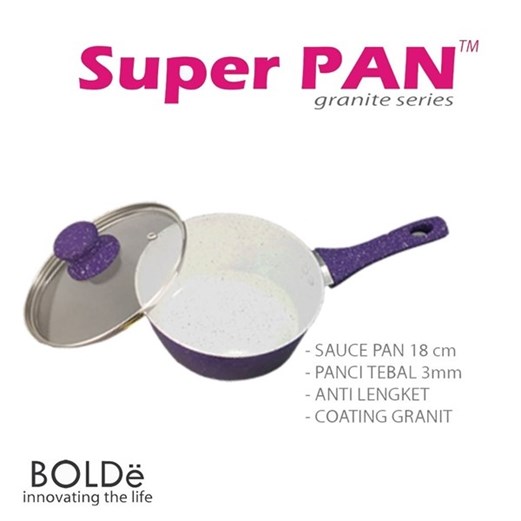 Jual Panci Saucepan BOLDE 18cm Glass LID Purple Granite 