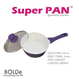 Jual Panci Saucepan BOLDE 18cm + Glass LID Purple Granite Series 