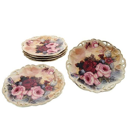 Jual Piring  Keramik  CAPODIMONTE Burgundy Rose RLS15302 7 