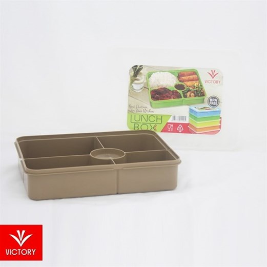Kotak Makan Catering VICTORY Lunch Box 5 Sekat - Cokelat