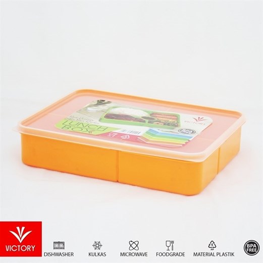 Kotak Makan Catering VICTORY Lunch Box 5 Sekat - Orange