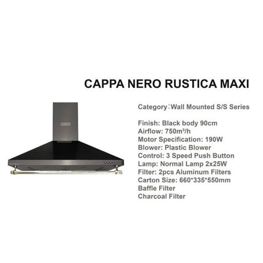 Jual Penghisap Asap Dapur CATRISTO Cappa Rustica Nero Maxi