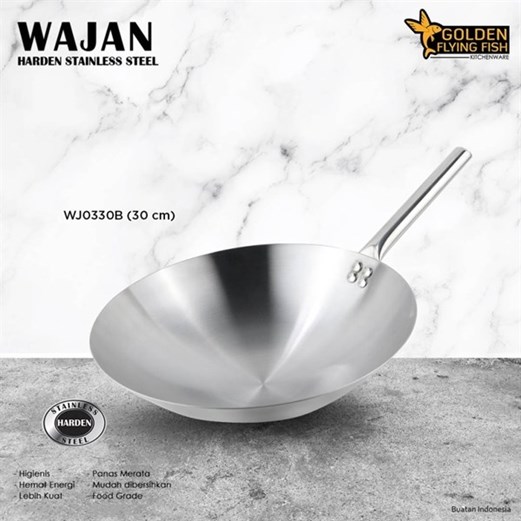 Wajan Harden Gagang Stainless Steel 30cm  Golden Flying Fish WJ0330B