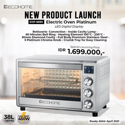 Oven Listrik Platinum LED Digital Display ECOHOME EOP-888S