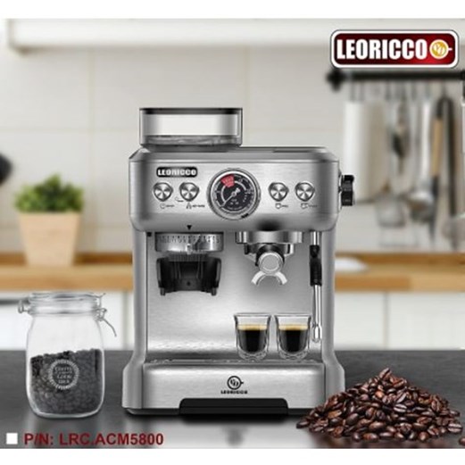 MESIN PENGGILING KOPI LEORICCO PROFESIONAL COFFEE MAKER BUILT IN GRINDER ALMAZ ACM5800 SILVER