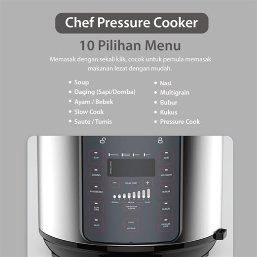 FLIFE Elektronik Pressure Cooker - Panci Presto 5 L PC05LB - Super Low Watt