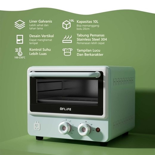 FLIFE Mini Milky Oven 10 Liter - With Pemanas Stainless - OV-10H