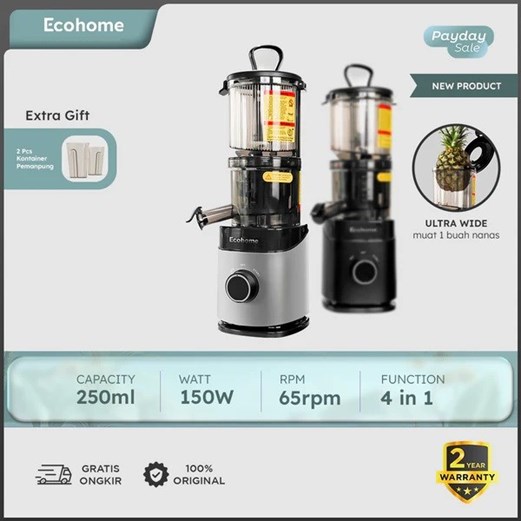 ECOHOME Slow Juicer Simplicity Grid ESJ999SG Pengekstrak Buah Muat 1 Nanas