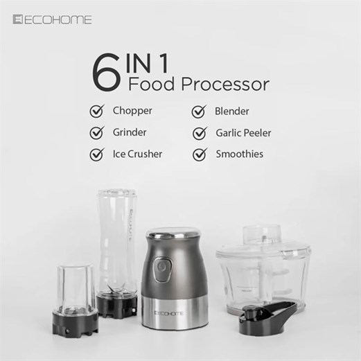 ECOHOME 6 in 1 Food Processor EFP-333 Chopper, Blender, Smoothies