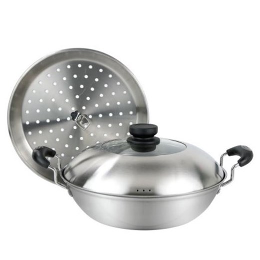 Jual Wok Pan Steamer Harden Stainless Steel 1,2 mm 28 cm Golden Flying Fish STWP0228S