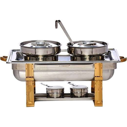 Pemanas Makanan Chafing Dish 4 L Double Full Size Titanium Plated Handle SUNNEX Classic Range X24189UQ