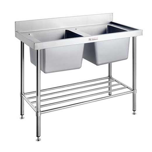 Jual Double Sink Bench with Splash Back SIMPLY STAINLESS  (2100 x 600 x 900)